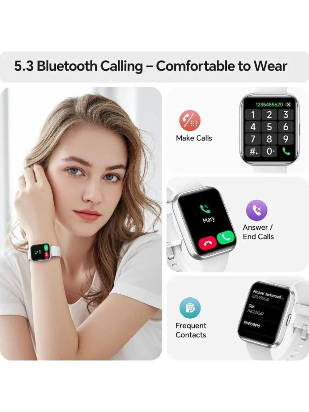 HD Smartwatch 1.85” for Fitness Tracking, Heart Rate Monitor, Waterproof, 120